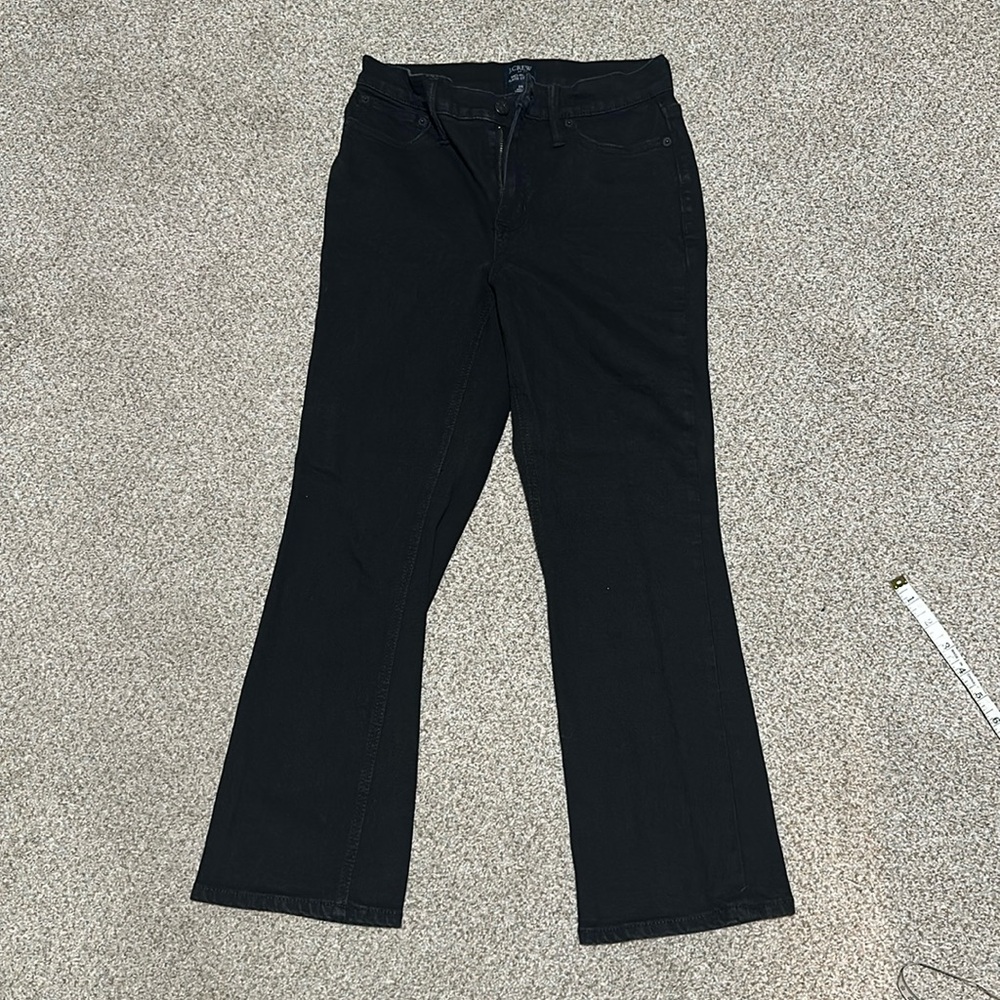 Clean black flare crop jean